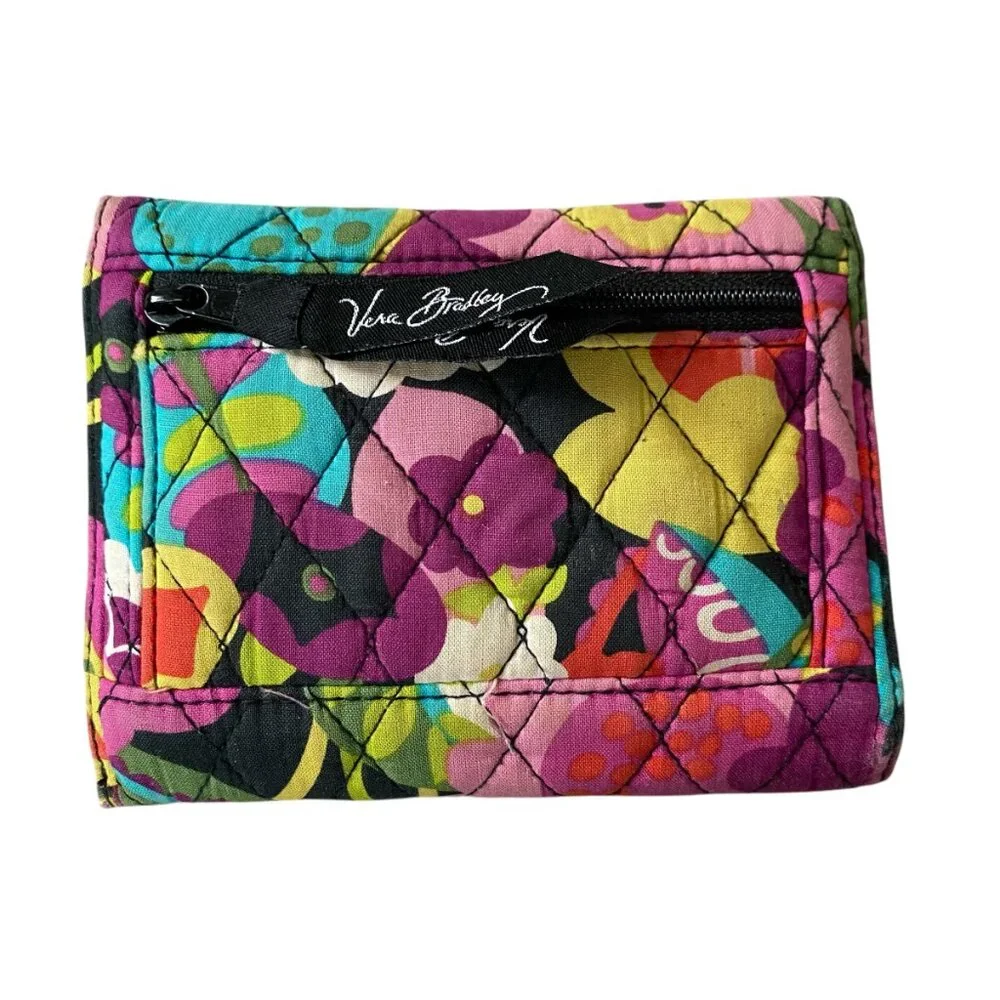 Vera Bradley women's multi-colored floral trifold wallet card holder bag